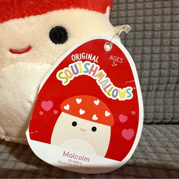 NWT Squishmallows Valentines Day Malcolm the Mushroom 5” Stuffed Plush Hearts - Picture 3 of 5